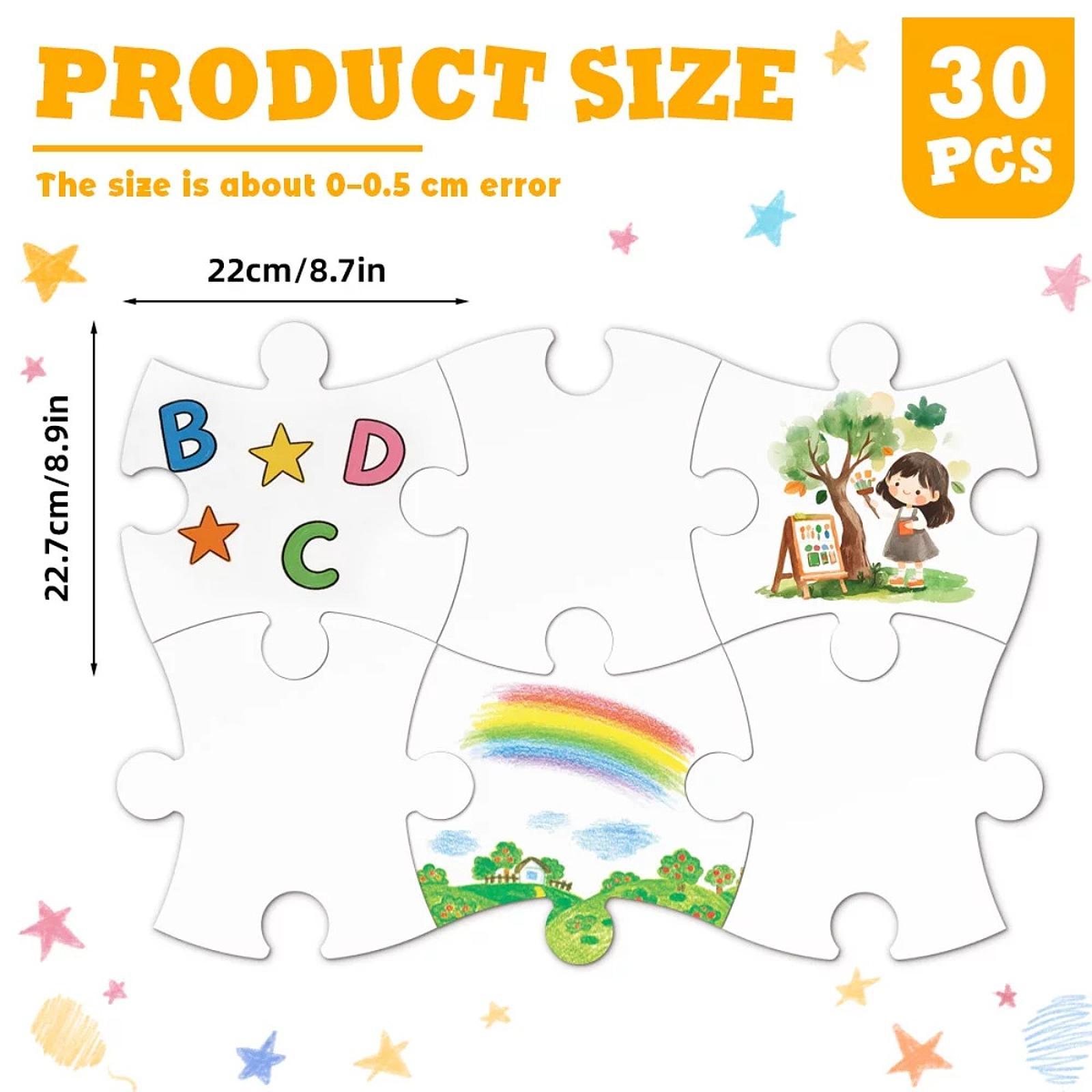 Puzzle Blank White - 30 buah Puzzle Jigsaw Kosong Warna